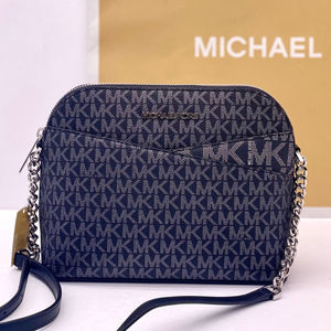 MICHAEL KORS Medium Logo Dome
Crossbody Metallic Black Silver Color
